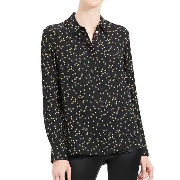 NWT Theory Classic Silk Button-Up Top Shirt - Picture 1 of 12